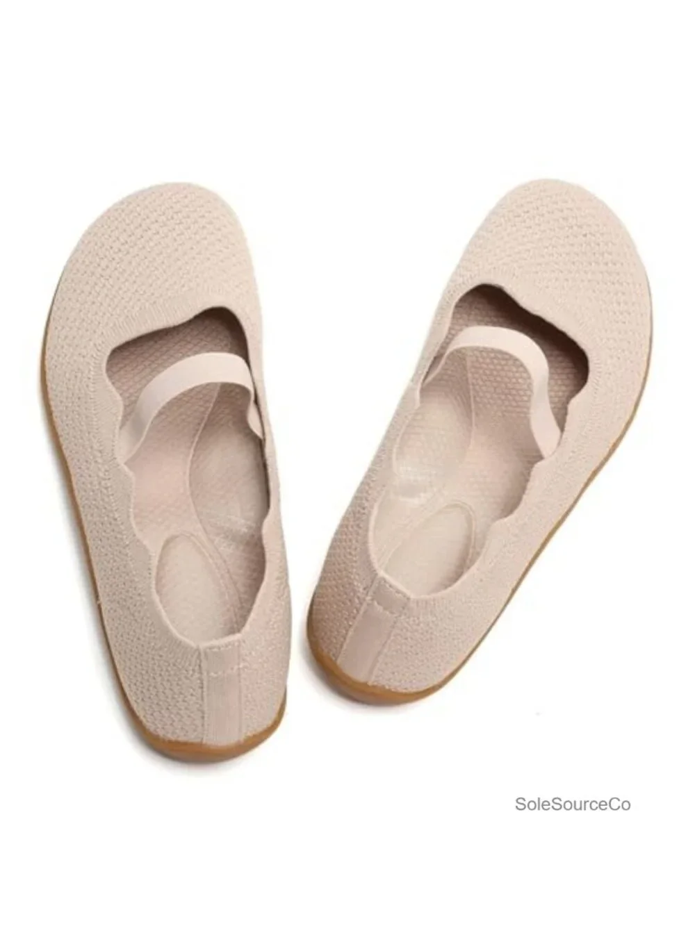 Wide Toe Box Mary Jane Flats Elastic Strap Knit Comfort Slip-On Walking Shoes